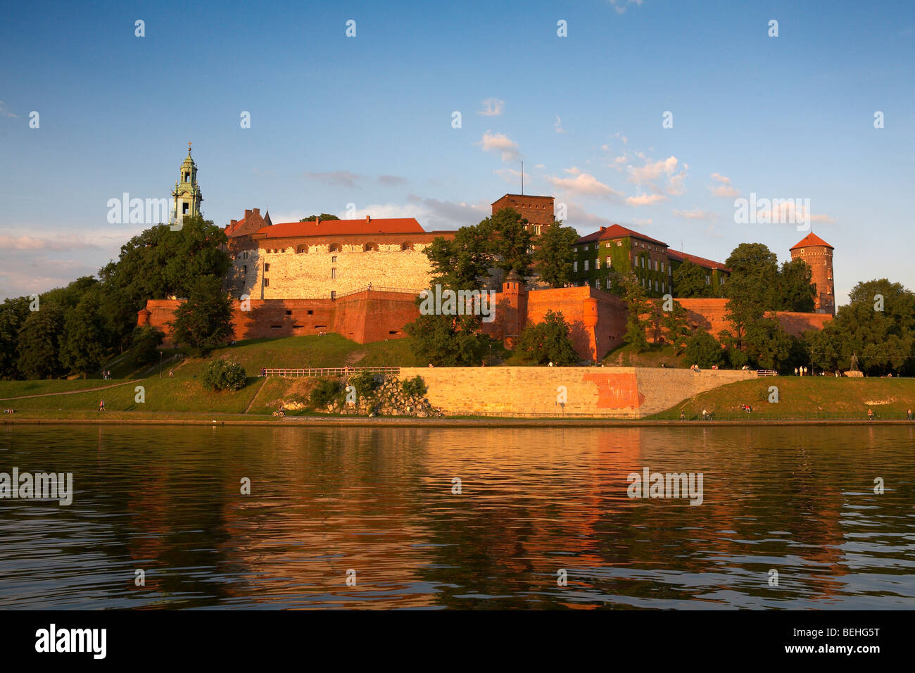 Eastern Europe Poland Malopolska Region Krakow Royal Wawel Hill Cathedral Castle River Vistula Stock Photo
