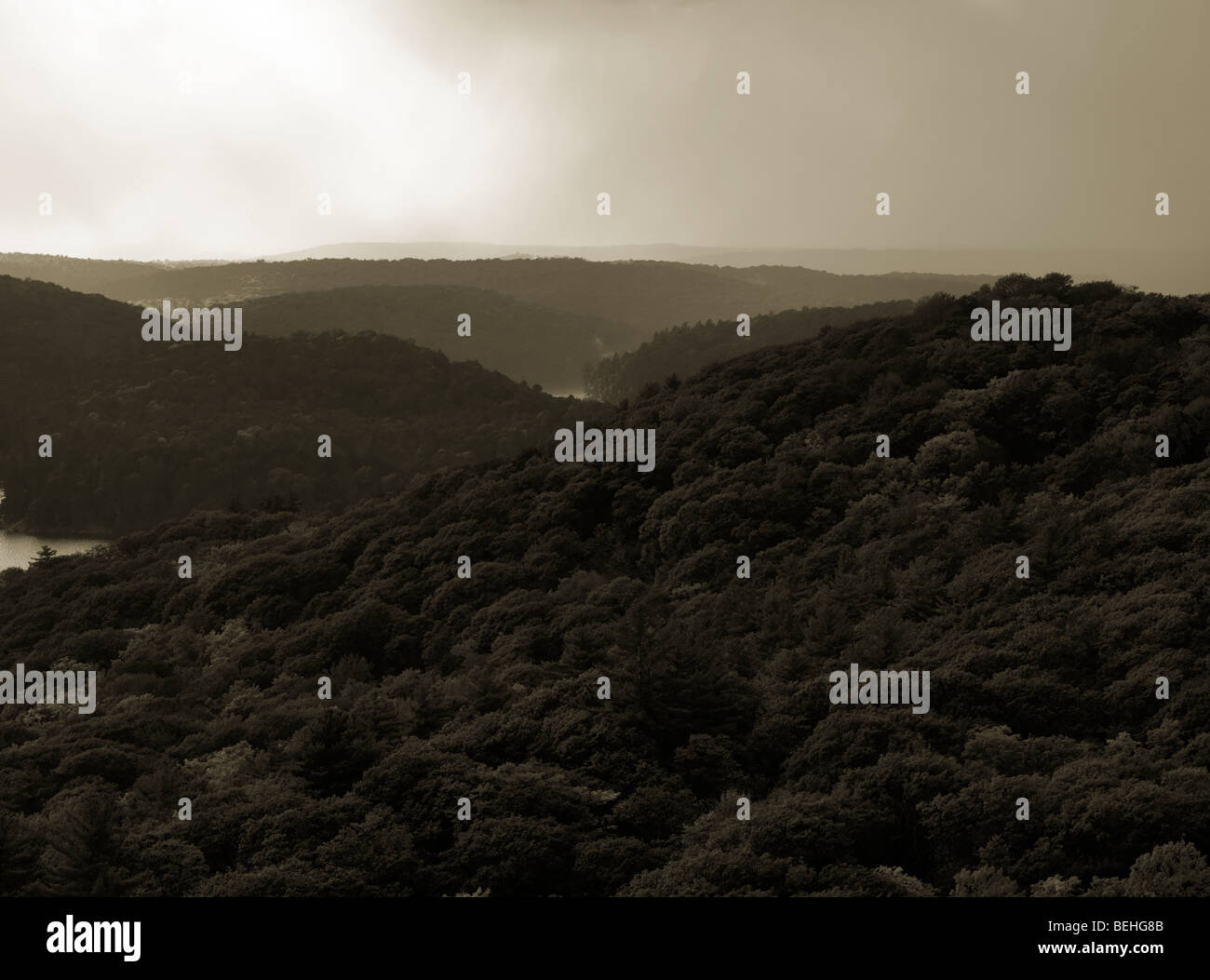 Storm clouds over fall nature scenery. Dorset, Muskoka, Ontario, Canada. Stock Photo