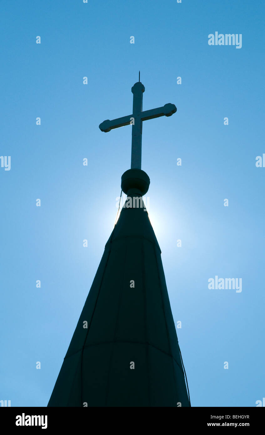 Small Town Catholic Church Cemetery / Steeple & Cross Stock Photo - Alamy