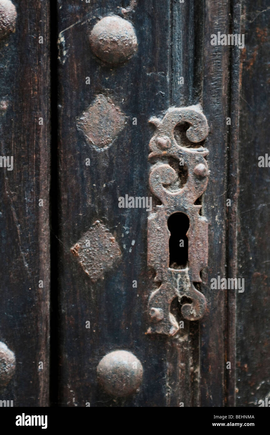 Old door, Saint Bauzille de Putois village, France Stock Photo