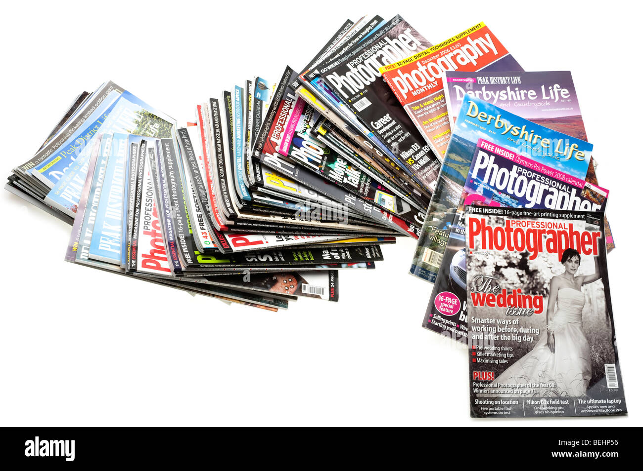 Pile of colourful assorted magazines Stock Photo