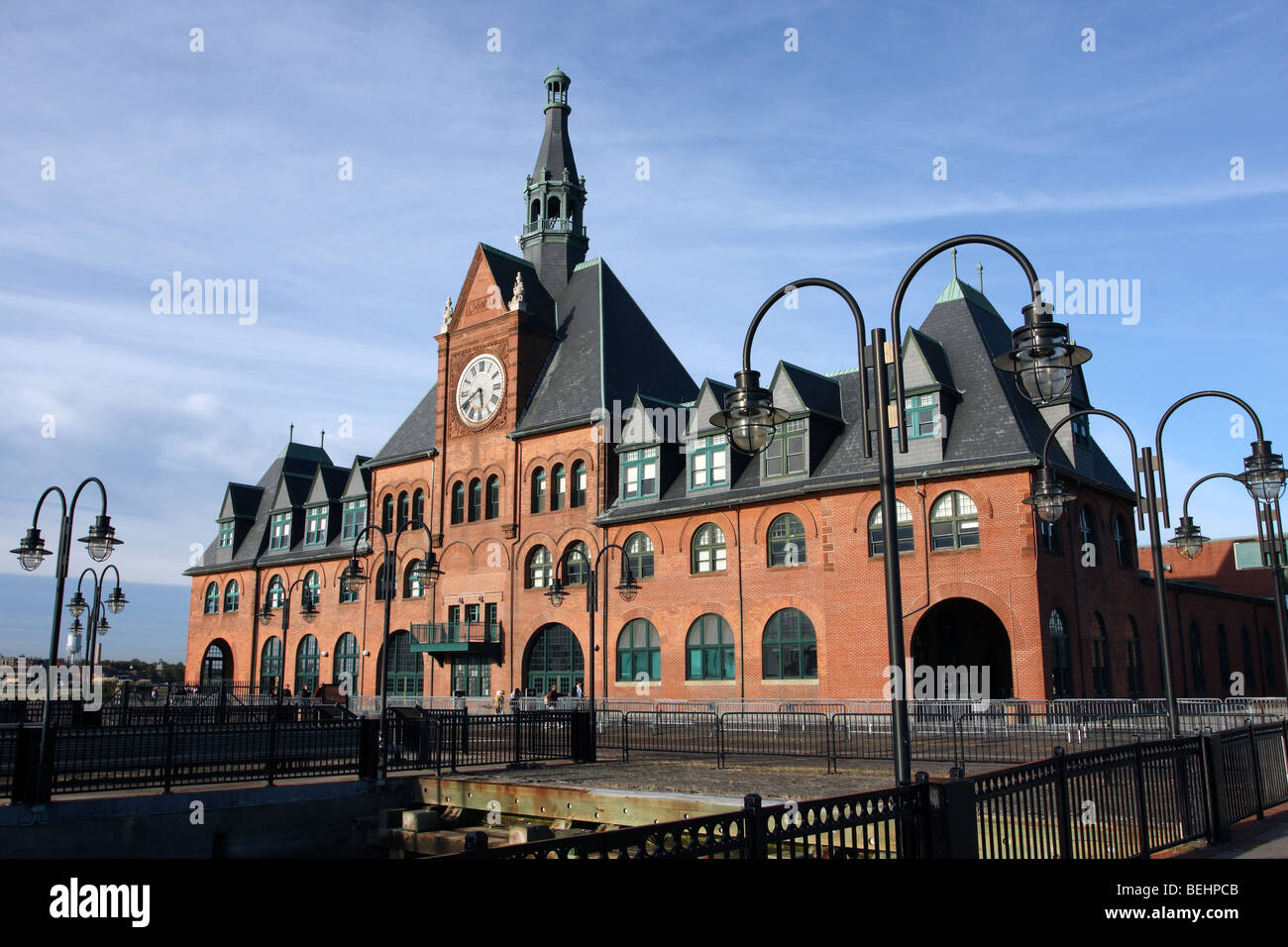 Former Central Rail Road Terminal, Jersey City, NJ, USA. A key departure point for immigrants cleared through Ellis Island. Stock Photo