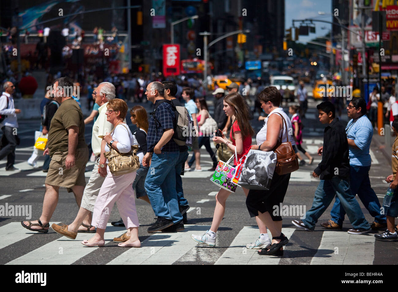 Crosswalk in Times Square in New York City Stock Photo