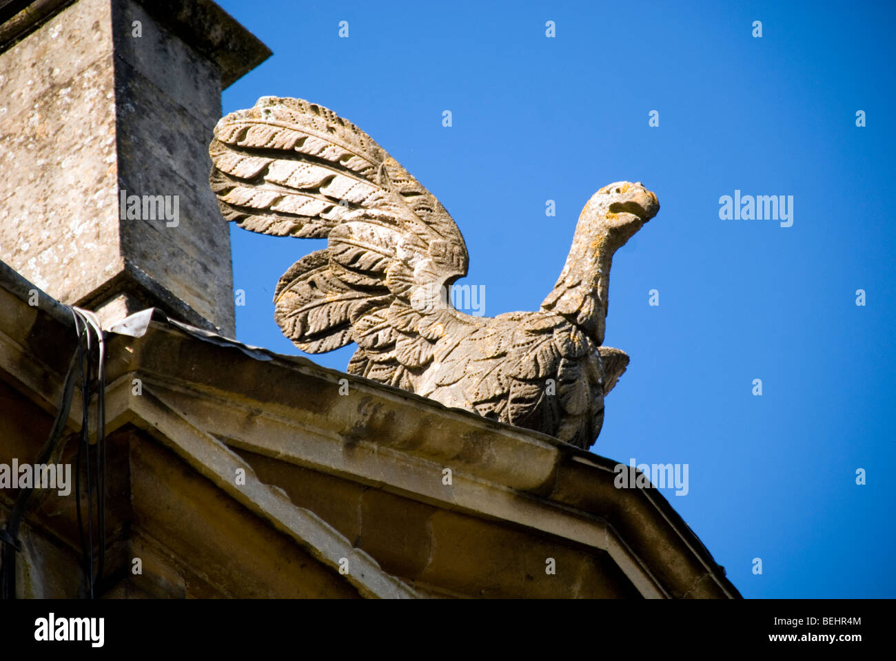 Eagle House Batheaston BaNES England UK The stone eagle atop the roof of the historic house Stock Photo