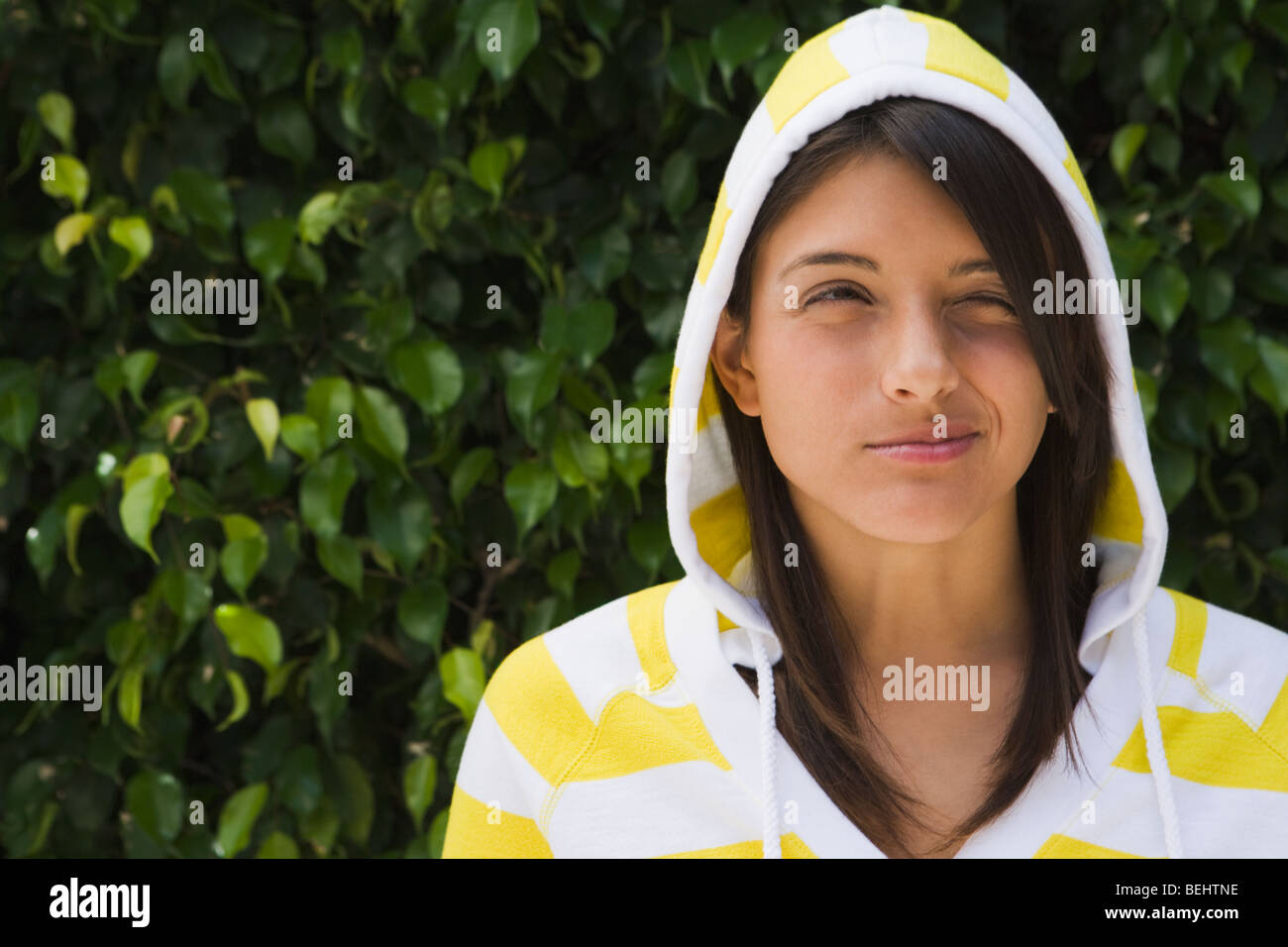Teenage girl making a face Stock Photo