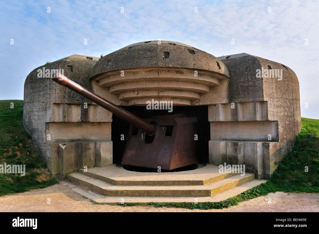 German gun in bunker of WW2 Batterie Le Chaos, part of Second World War ...