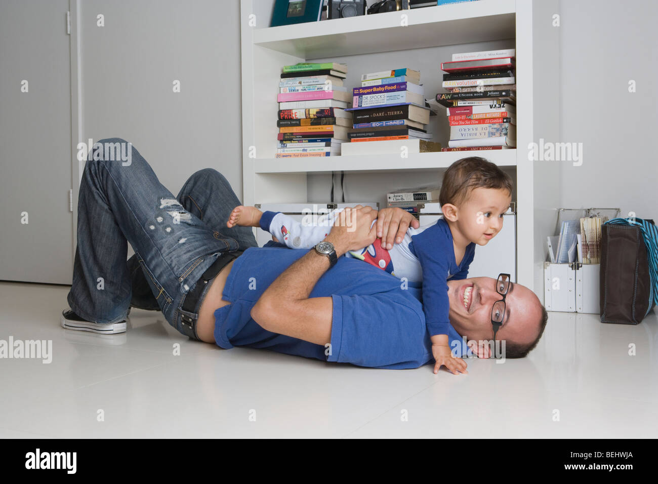 Man playing with his son Stock Photo