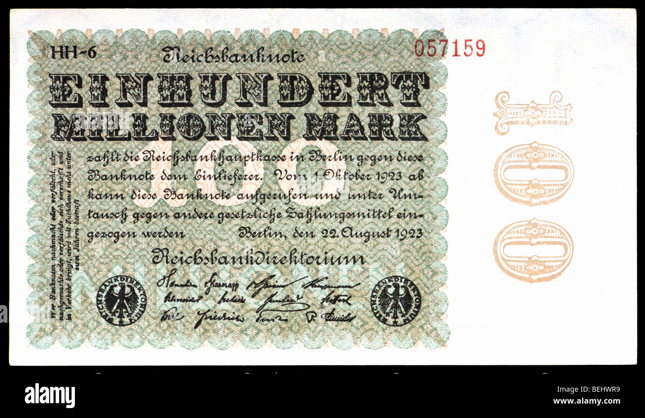 100 000 000 One Hundred Million Marks German Banknote From 1923