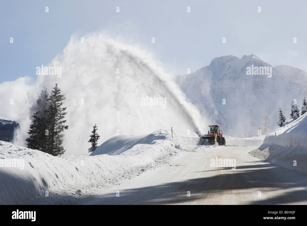 Clearing road with snow blower, Red Mountain Pass, Ouray, Rocky