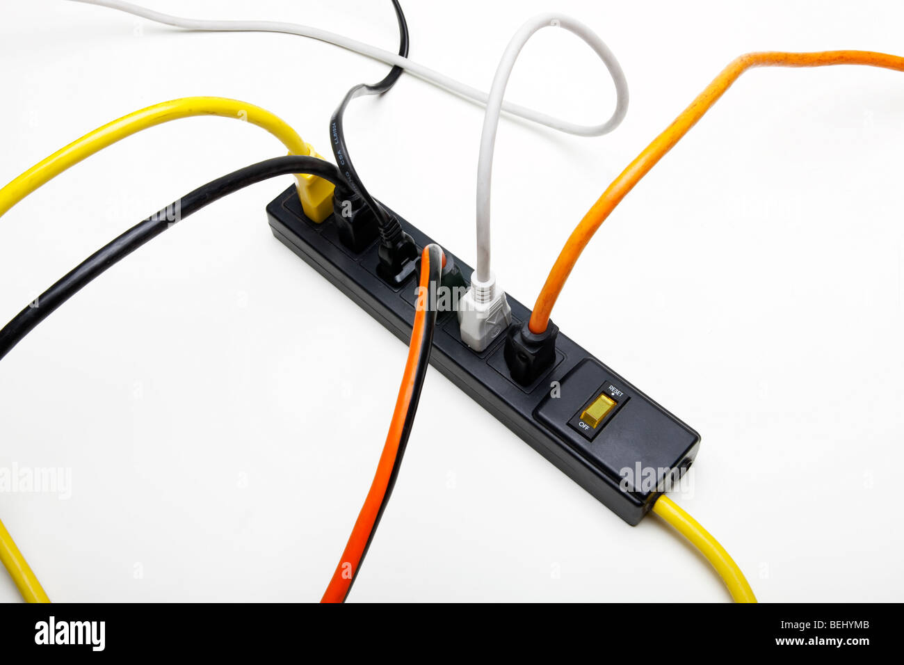 Power cords plug into a surge protector Stock Photo Alamy