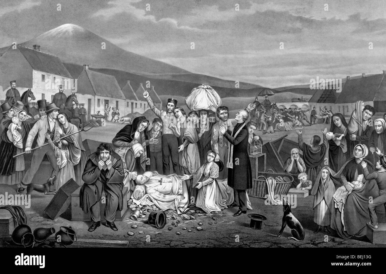The eviction: a scene from life in Ireland, circa 1871 Stock Photo