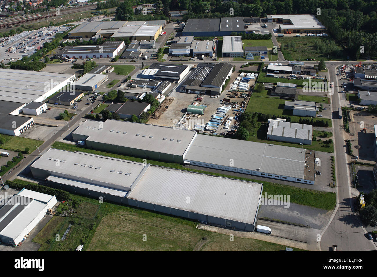 Industrial area from the air, Belgium Stock Photo