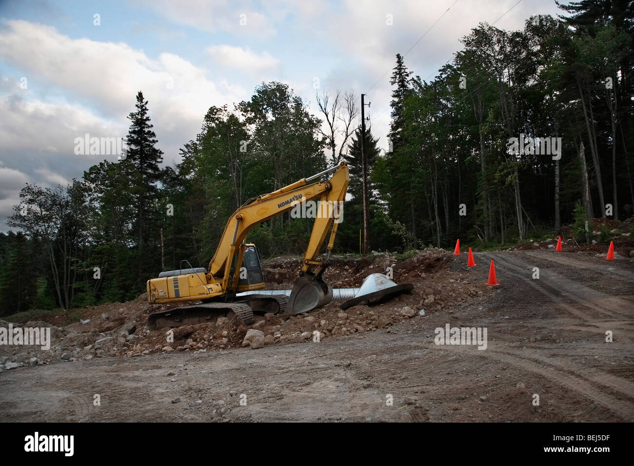 Heavy construction equipment in the forest of Upper Peninsula Michigan