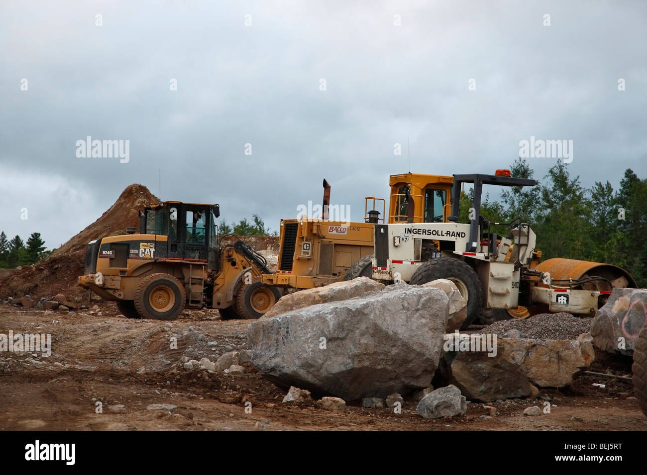 Heavy construction equipment in the forest of Upper Peninsula Michigan