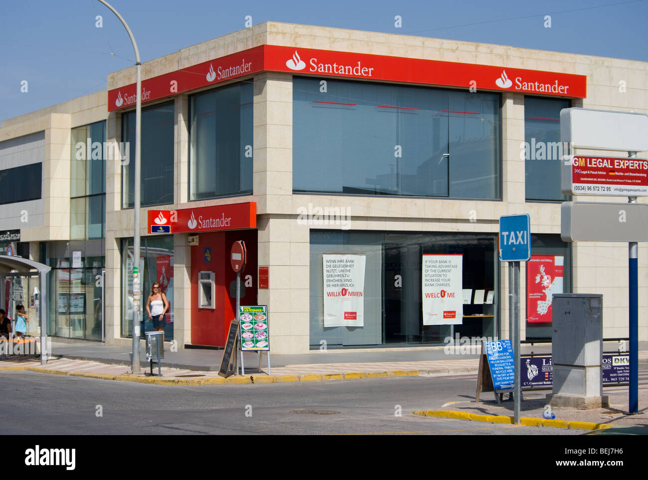 Santander Bank La Marina Spain Stock Photo