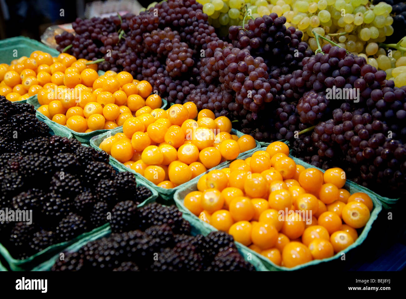Close up on a variety of fruit at a market Stock Photo