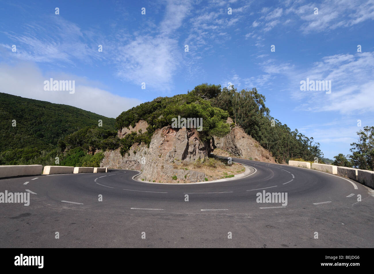 Mountain Road Turn, Canary Island Tenerife, Spain Stock Photo