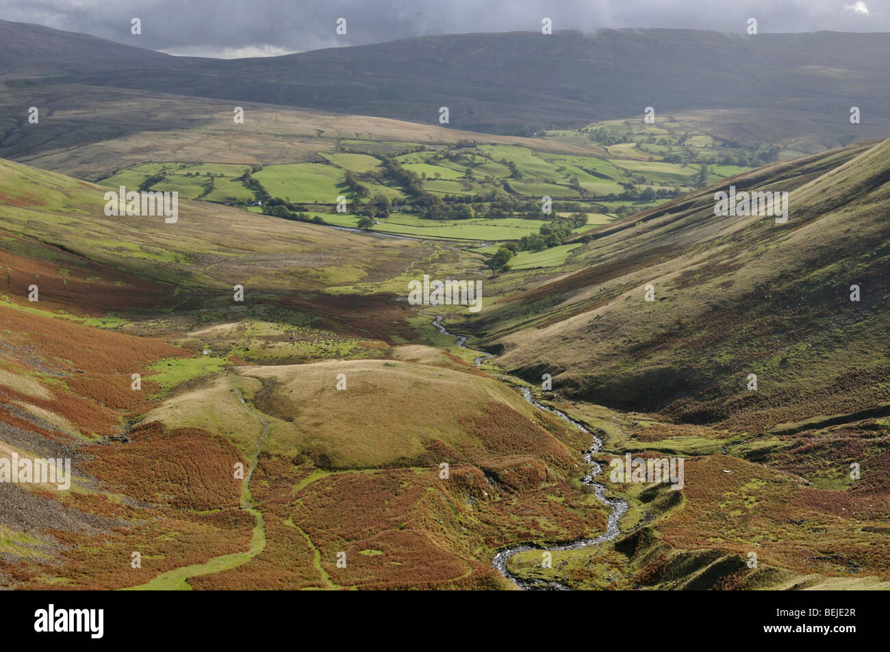 Cautley Holme Beck from Cautley Spout, Howgill fells, looking towards Baugh fell, yorkshire dales Stock Photo
