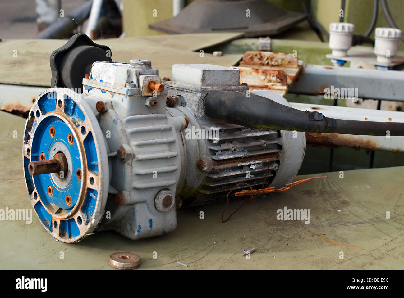 Old motor in color Stock Photo
