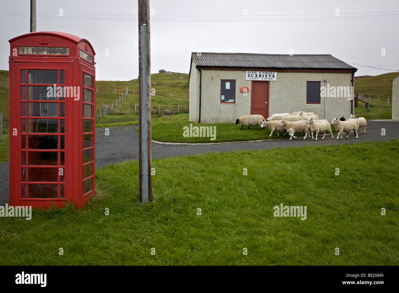 A rural post office and public telephone on the Isle of Harris, Scotland Stock Photo