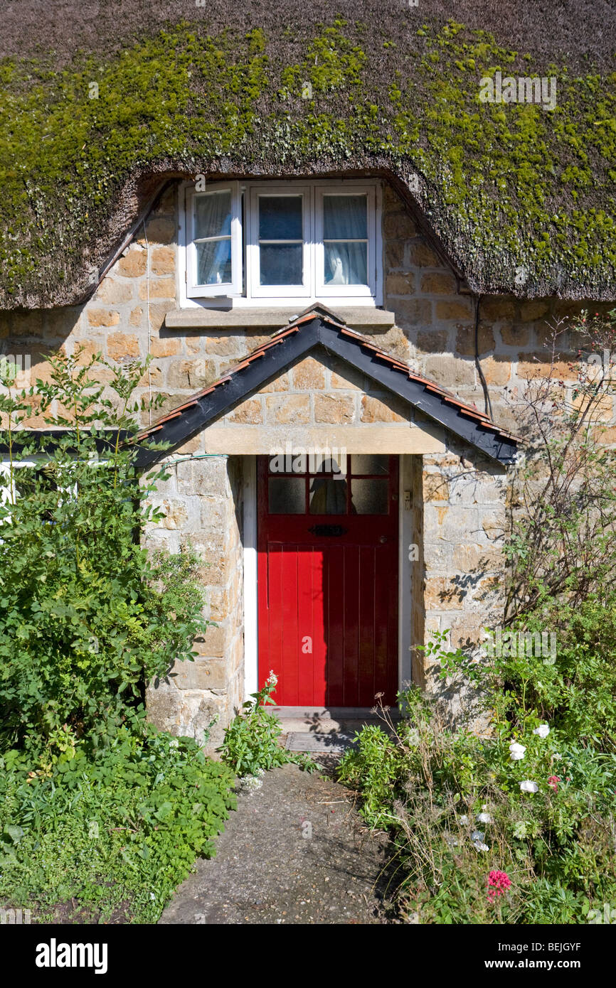 Doorway of thatched cottage, Donyatt, Somerset Stock Photo