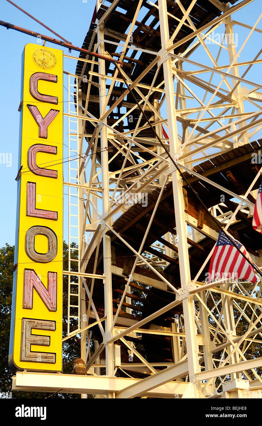 The Cyclone rollercoaster on Surf Avenue, Coney Island, Brooklyn New York City. Stock Photo