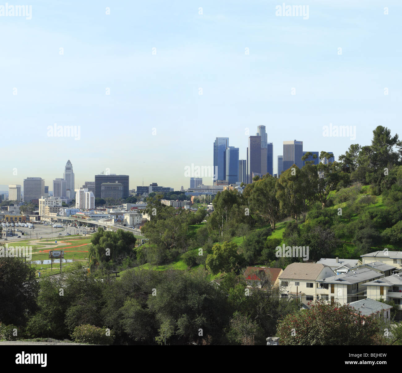 Panoramic Stitch Los Angeles Downtown Skyline Stock Photo Alamy