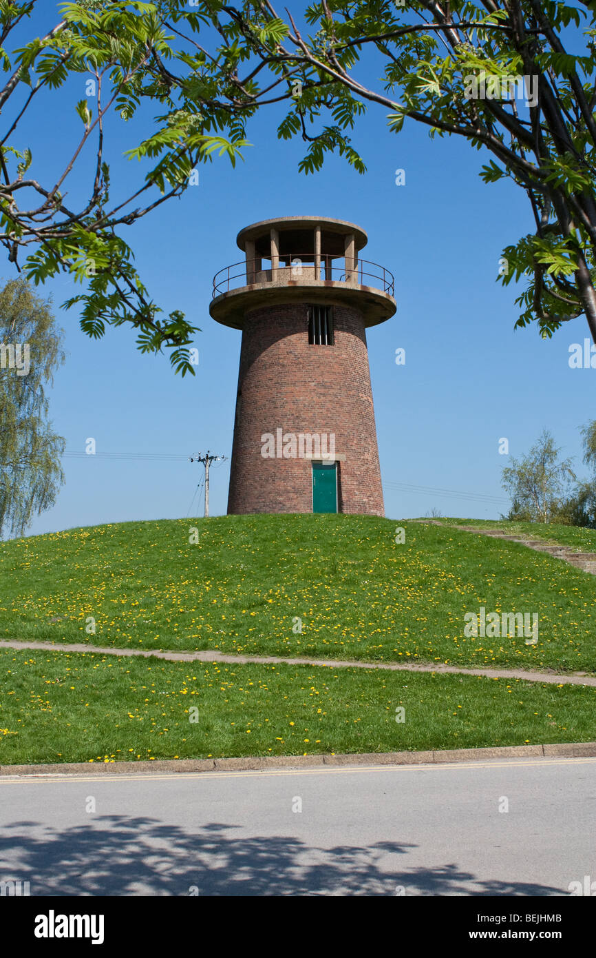 Semi-converted windmill at Staunton Harold Reservoir, Derbyshire Stock Photo
