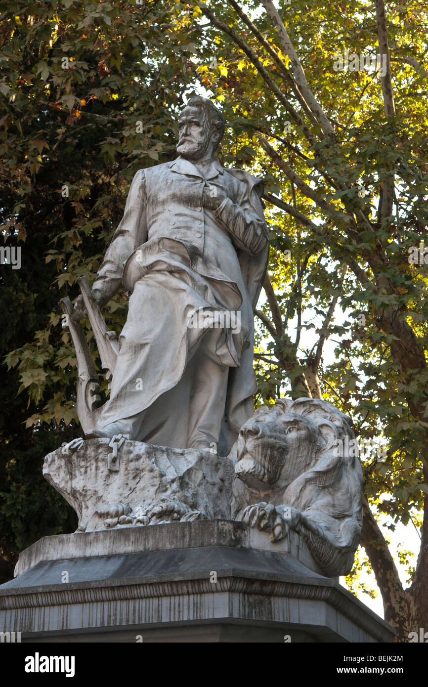 Rome, Italy. Monument to French writer and politician Victor Hugo, by Lucien Pallez, in the gardens of Villa Borghese. Stock Photo