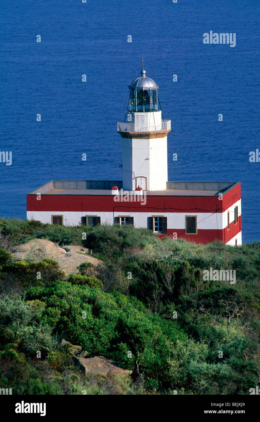 Lighthouse, Punta Capel Rosso, Giglio Island, Tuscany, Italy Stock