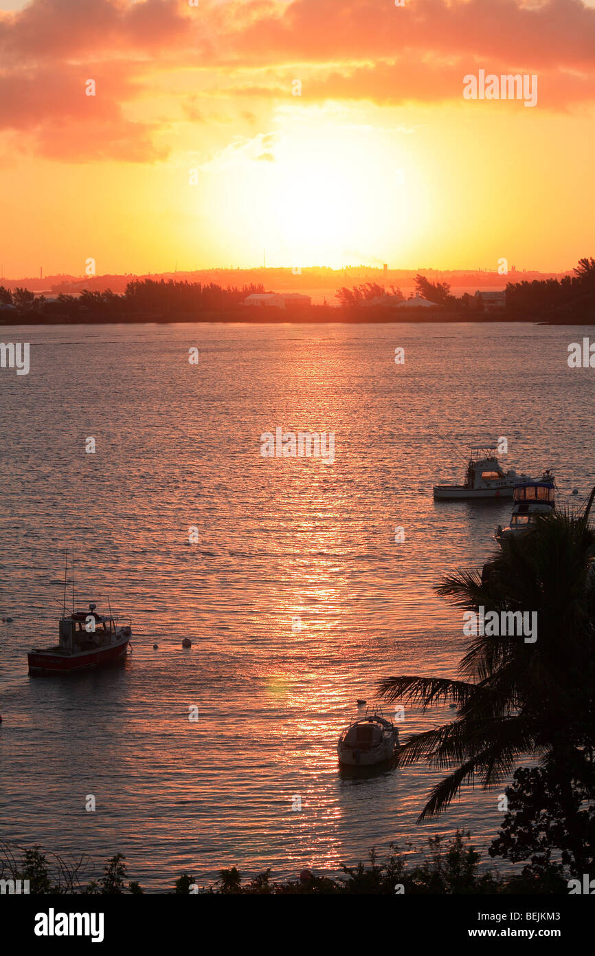 Sunset on Somerset Long Bay, Somerset Island, Bermuda, Atlantic Ocean