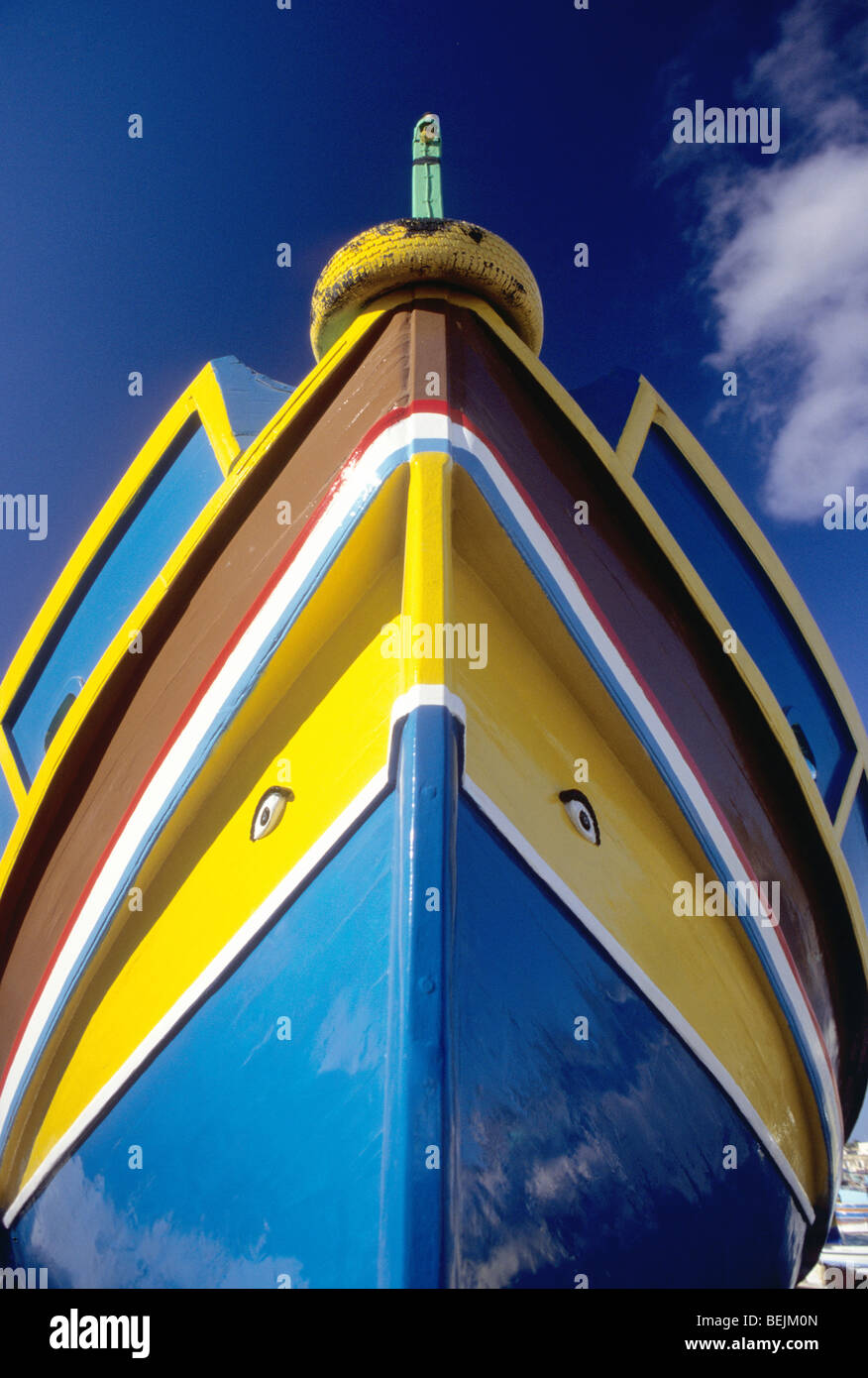 Magic-religious symbols on locala boats, Malta Stock Photo