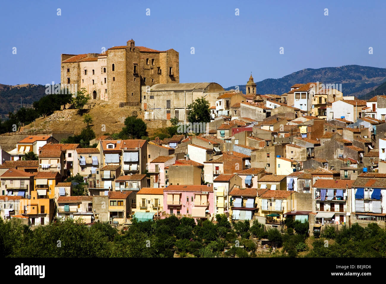 Cityscape, Castelbuono, Sicily, Italy Stock Photo