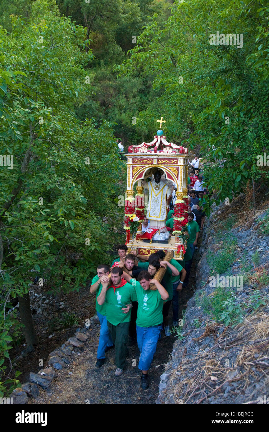 Religious procession, Saint Filippo feast, Roccafiorita, Sicily, Italy Stock Photo