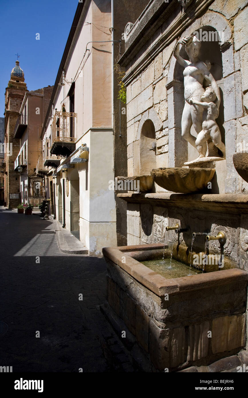 Venere Ciprea fountain, Castelbuono, Sicily, Italy Stock Photo