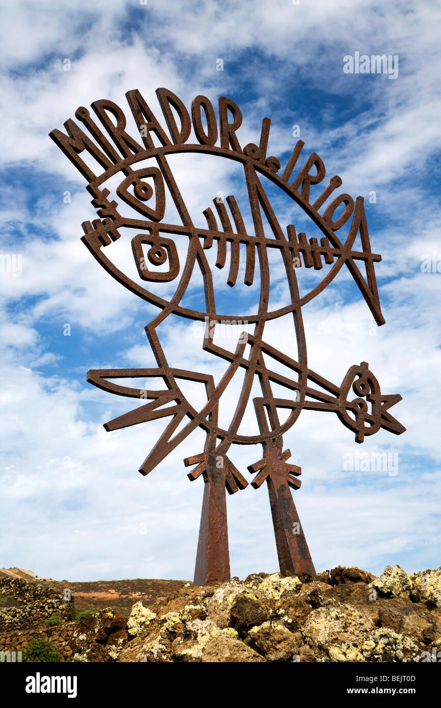 Sculpture designed by Cesar Manrique in front of Mirador del Rio, Lanzarote, Canary Islands, Spain Stock Photo