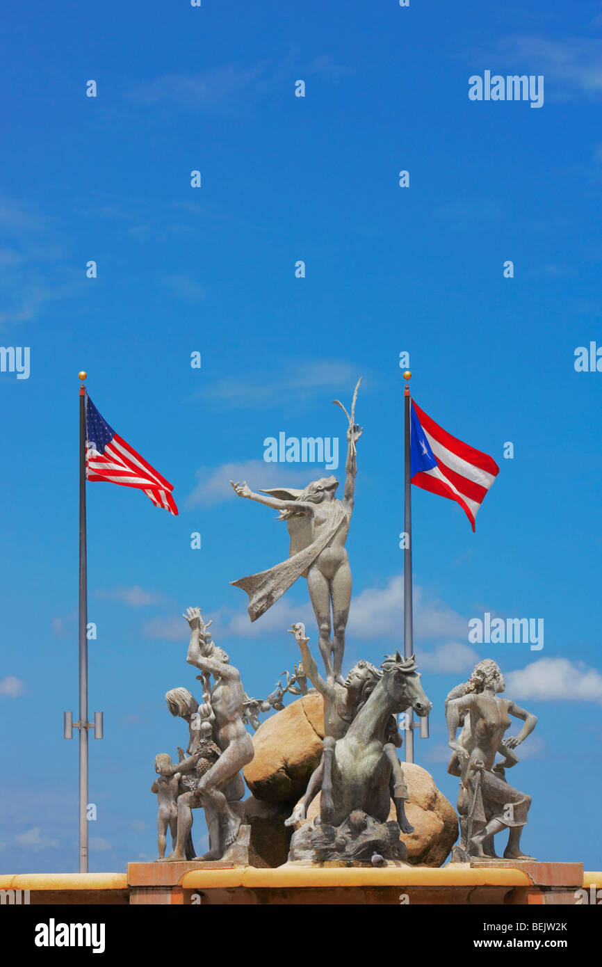 Statues on a fountain, Riace statue, La Princesa, Old San Juan, San