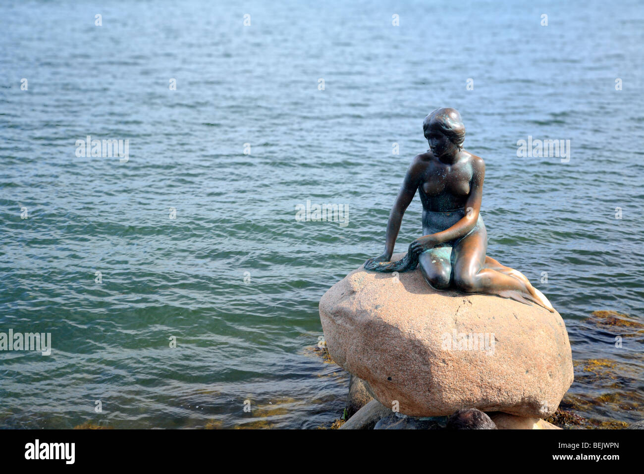 The Little Mermaid statue by sculptor Edvard Eriksen at Langelinie quay, Copenhagen, Denmark Stock Photo
