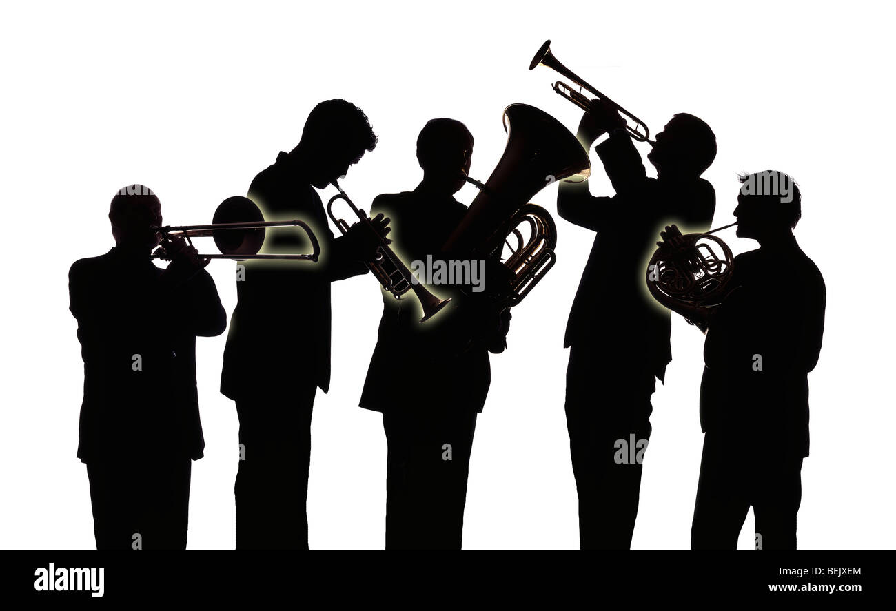 Group Of Musicians Playing Brass Instruments Stock Photo Alamy