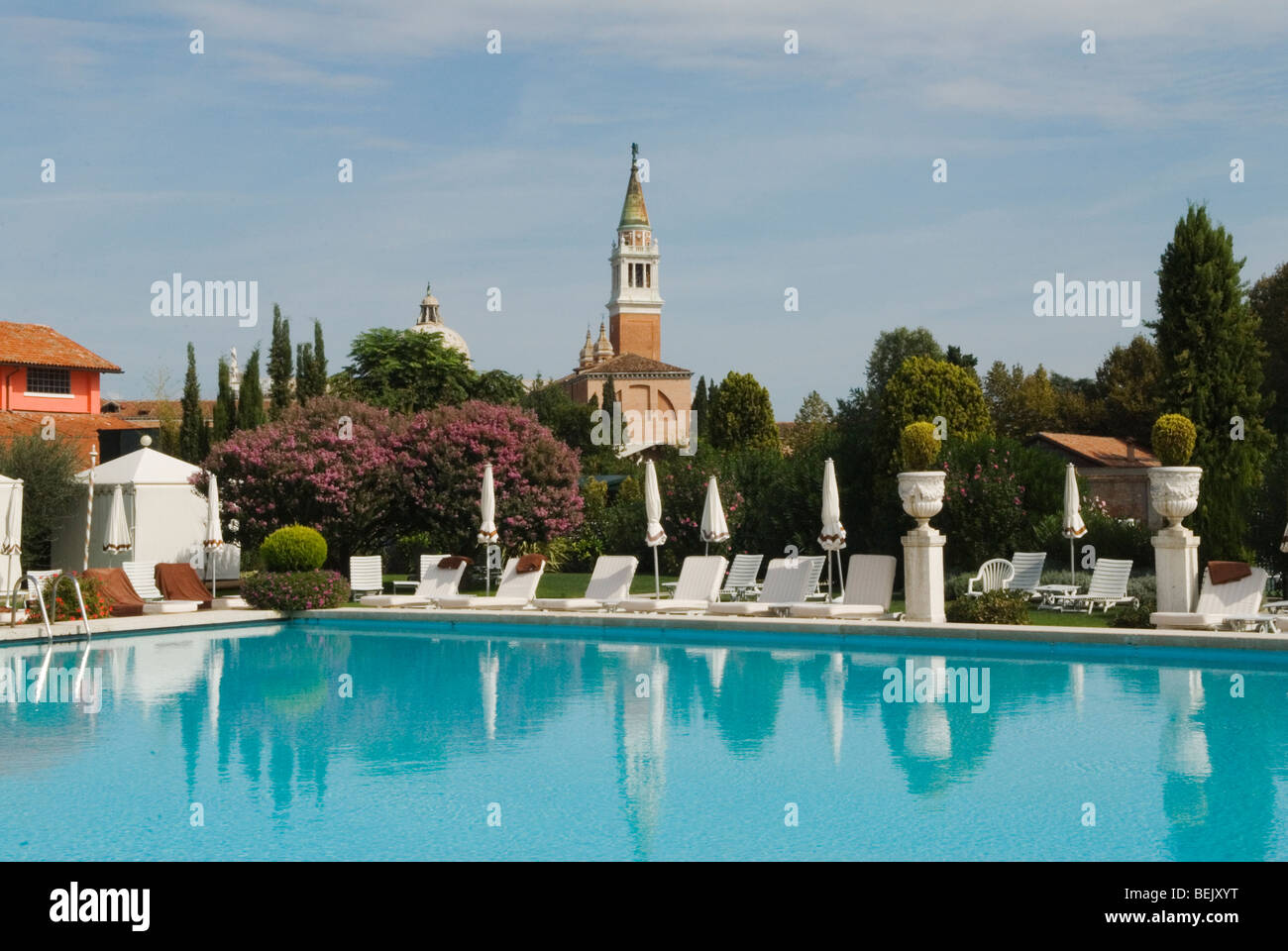 VENICE, ITALY -9 APR 2019- View of the Belmond Hotel Cipriani, a