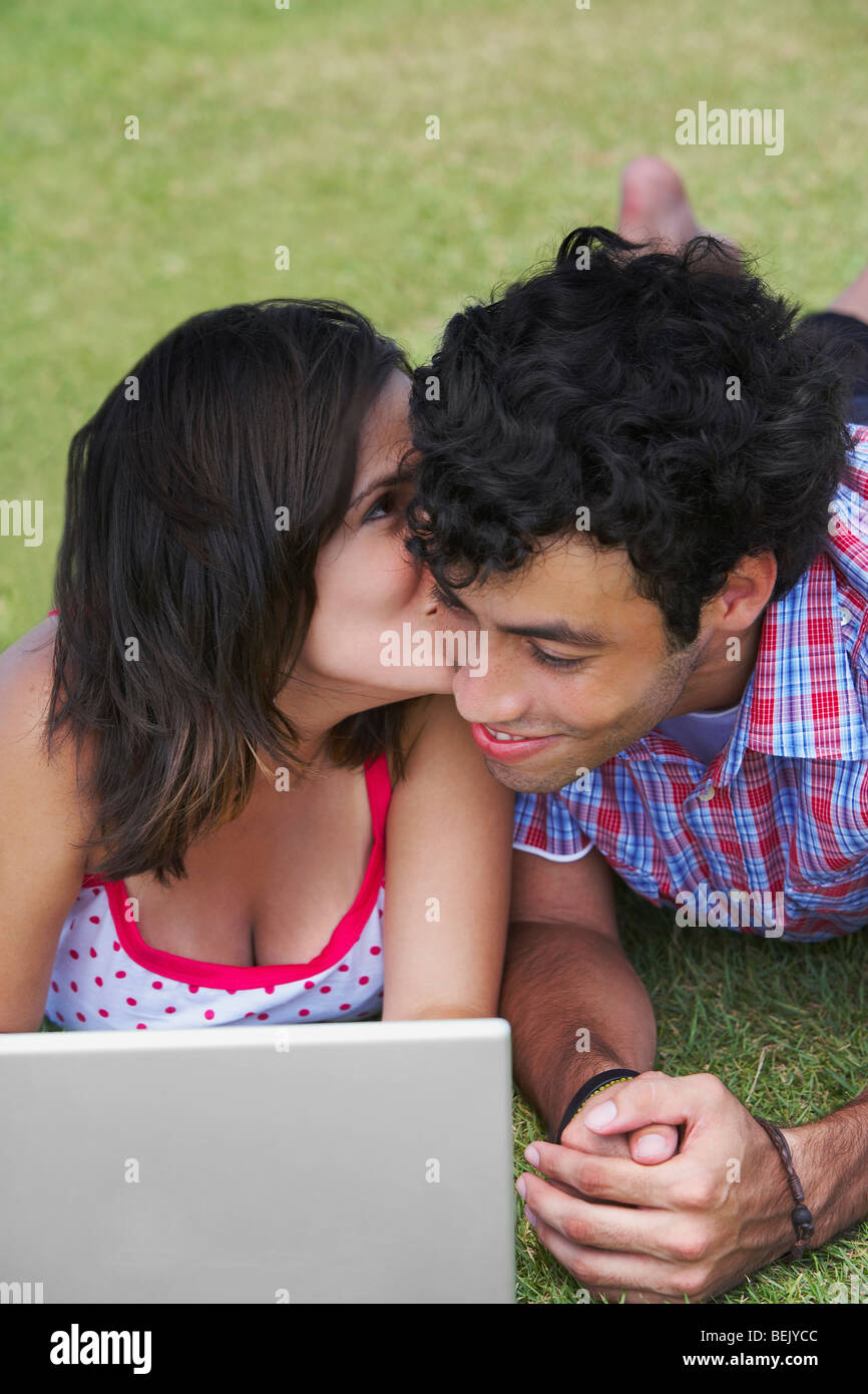 Top view couple kissing lying hi-res stock photography and images - Alamy