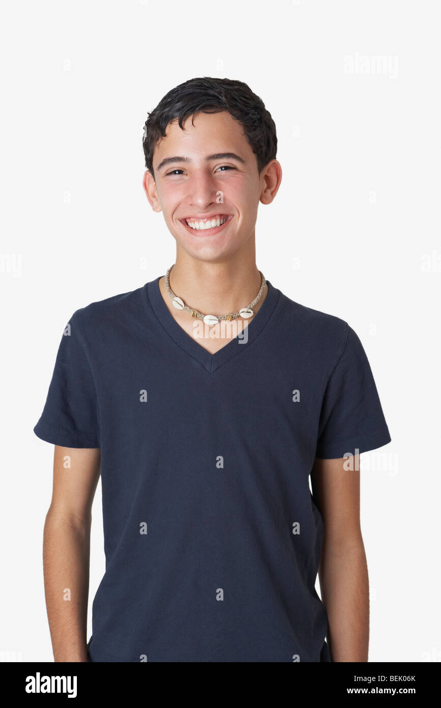 Portrait of a teenage boy smiling Stock Photo - Alamy