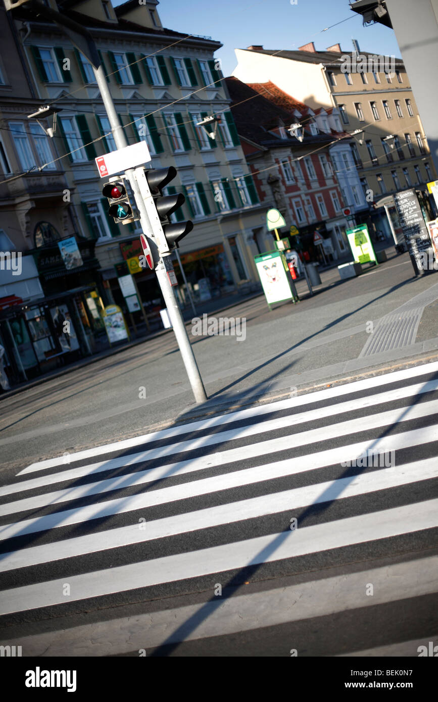 A pedestrian road crossing in the city of Graz in Austria Stock Photo