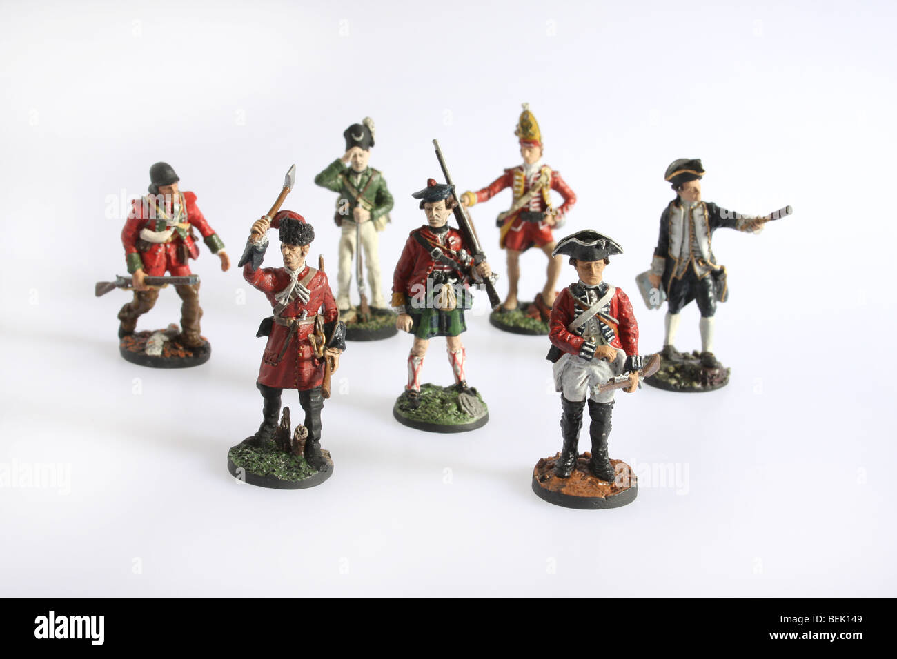 A collection of British Empire soldiers from the 18th Century. Collectible Franklin Mint soldiers. Stock Photo