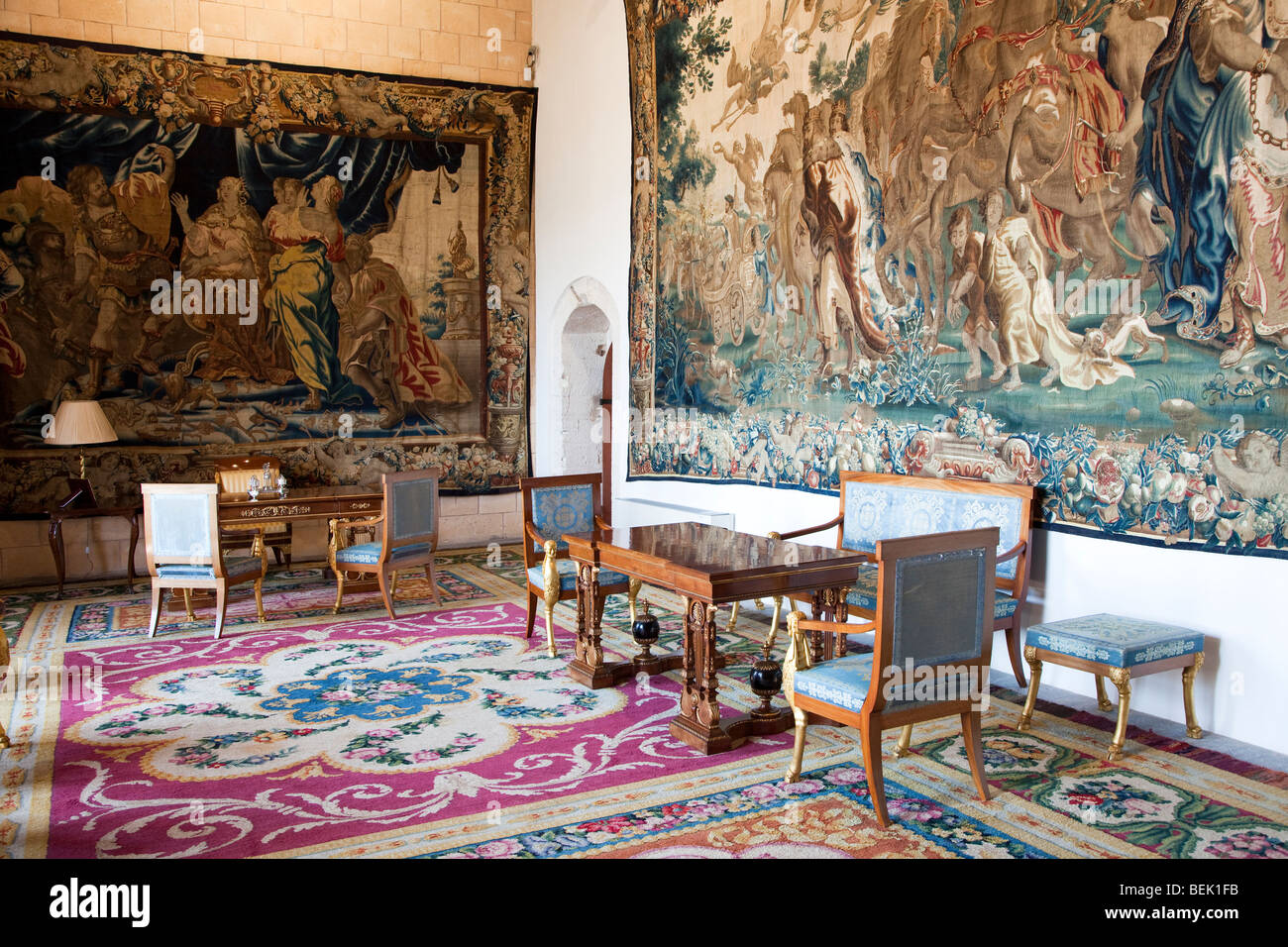 Tapestries in the Sala Major Royal palace of La Almudaina Palma Mallorca Spain Stock Photo