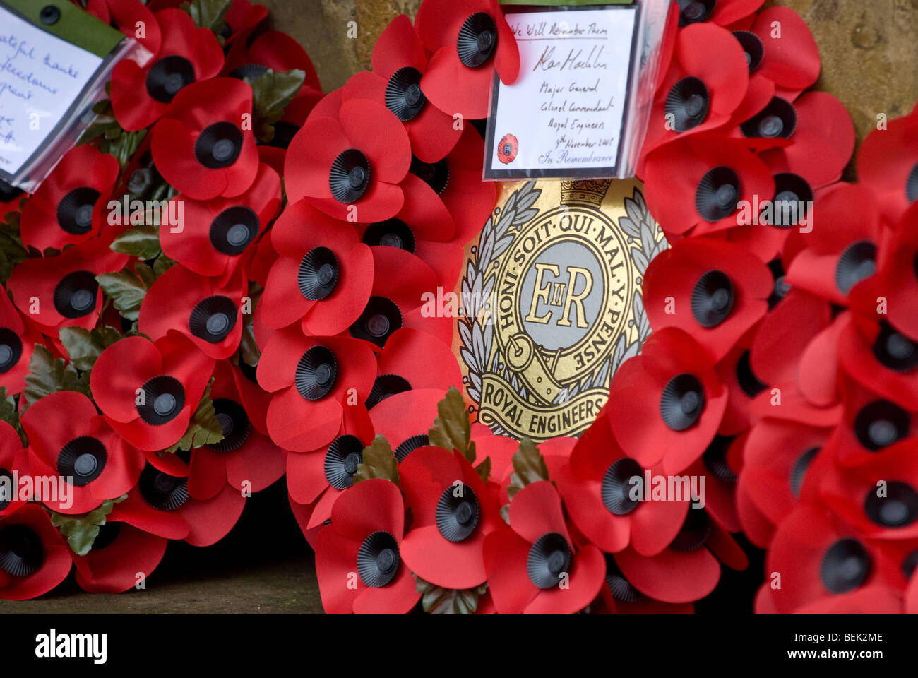 Wreaths, and crosses at Royal British Legion armistice day parade which