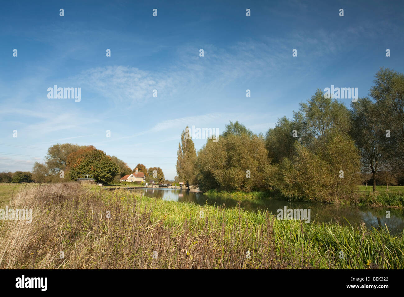 Northmoor Lock on the River Thames in Oxfordshire, Uk Stock Photo