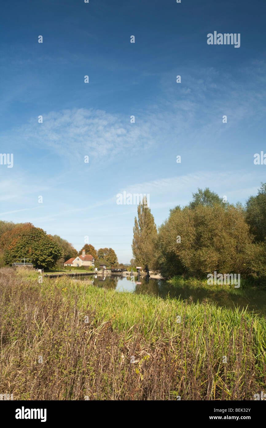 Northmoor Lock on the River Thames in Oxfordshire, Uk Stock Photo