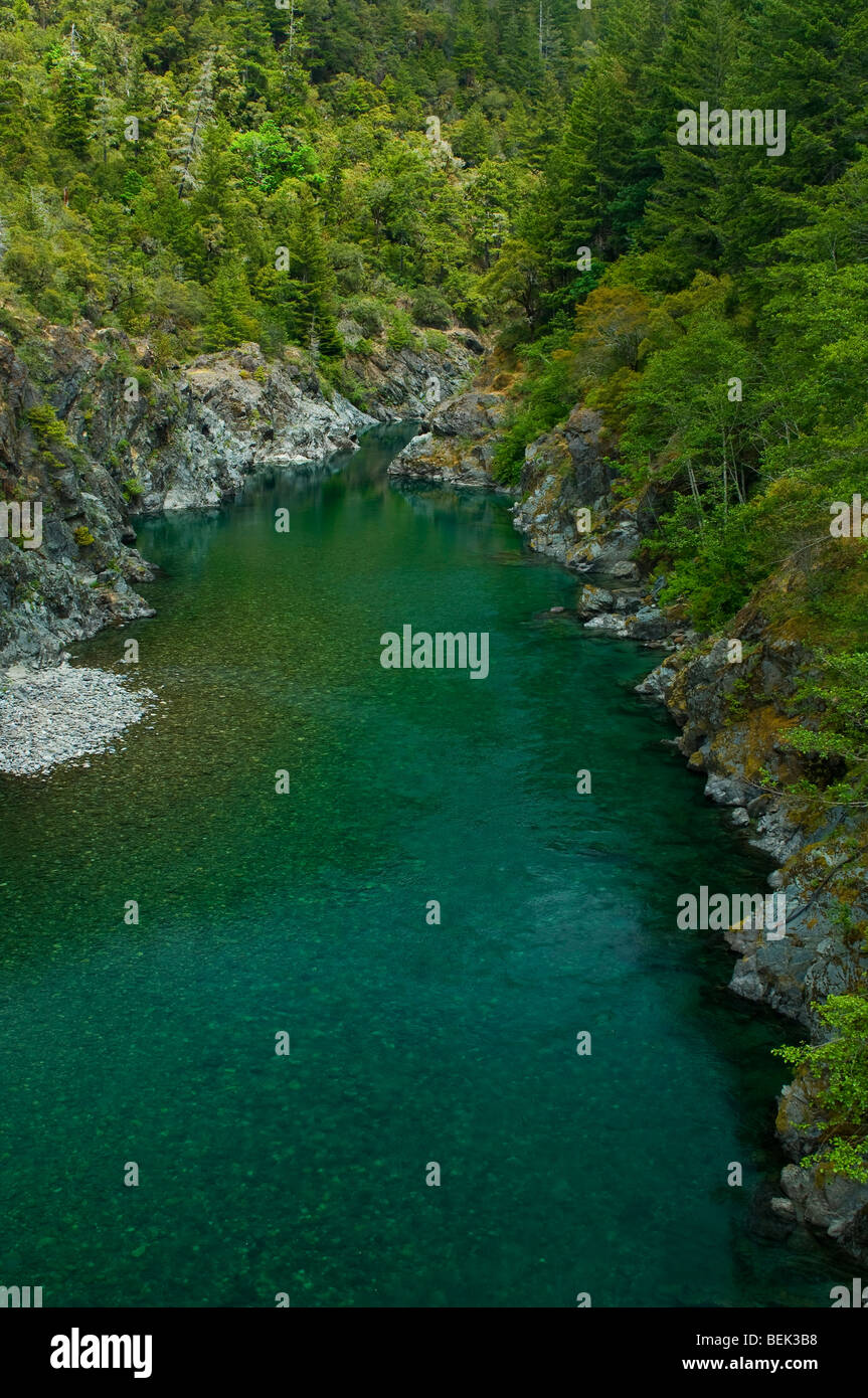 Smith River flowing through forest canyon, Del Norte County, California