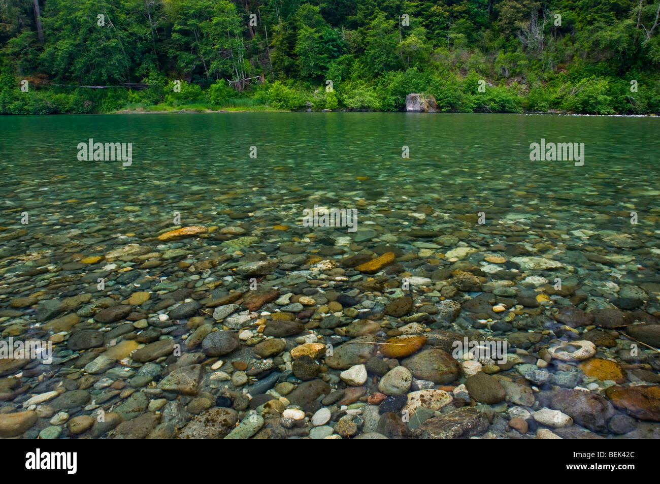 Rocks underwater in the Smith River, Jedediah Smith Redwoods State Park, California Stock Photo